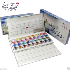 Màu nước nén White Nights JSC Nga 12 limited, 24 màu, 36 màu dạng pan nén hộp nhựa hạng họa sĩ chuyên nghiệp