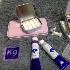 Hộp thiếc mini nhỏ Trắng Đen hoạ tiết đựng pan màu đựng đồ đa năng