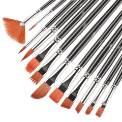 Bộ 12 cọ vẽ mỹ thuật vẽ màu nước, màu bột, gouache sơn dầu, vẽ mặt hóa trang...