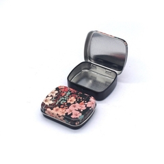 Hộp thiếc mini nhỏ Trắng Đen hoạ tiết đựng pan màu đựng đồ đa năng