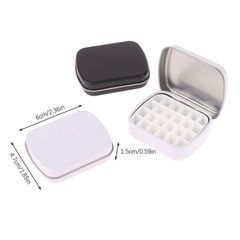 Hộp thiếc mini nhỏ Trắng Đen hoạ tiết đựng pan màu đựng đồ đa năng