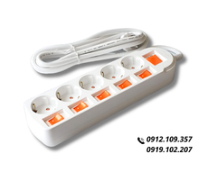 Ổ Cắm Điện Hàn Quốc 5 Lỗ 6 Công Tắc Dosel DM2225