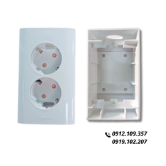 [Combo] Đế Dày Và Ổ Cắm Âm Tường 2 Lỗ Hàn Quốc Dosel