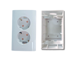 [Combo] Đế Dày Và Ổ Cắm Âm Tường 2 Lỗ Hàn Quốc Dosel