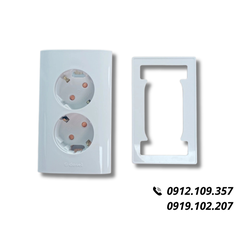 [Combo] Đế Mỏng Và Ổ Cắm Điện Âm Tường 2 Lỗ Hàn Quốc Dosel