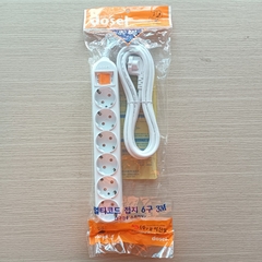Ổ Cắm Điện Hàn Quốc 6 Lỗ 1 Công Tắc Dosel DM2219