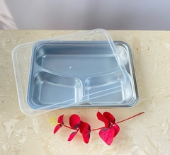 KHAY CƠM INOX 3 NGĂN HÌNH CHỮ NHẬT