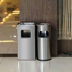 THÙNG RÁC VUÔNG INOX CÓ GẠT TÀN