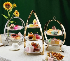 GIÁ ĐỰNG BÁNH 3 TẦNG  INOX MẠ VÀNG   SANG TRỌNG