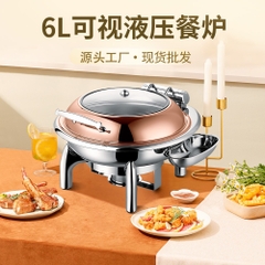 NỒI BUFFET TRÒN MẠ VÀNG NẮP KÍNH CAO CẤP