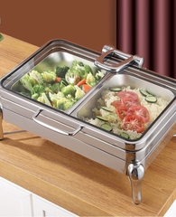 NỒI BUFFET CHỮ NHẬT 2 NGĂN NẮP KÍNH