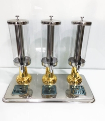 BÌNH 3 NGĂN ĐỰNG NƯỚC HÌNH TRỤ MẠ VÀNG