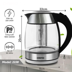 Ấm siêu tốc thủy tinh CHEFIO 1.8L CFK