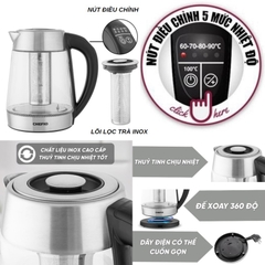 ẤM SIÊU TỐC THỦY TINH CHEFIO 1.7L