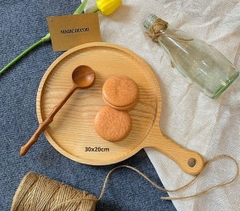 KHAY GỖ PIZZA CÓ TAY CẦM 20CM