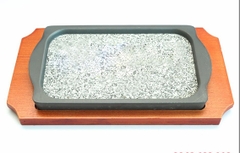 KHAY NƯỚNG ĐÁ HÌNH CHỮ NHẬT ĐẾ GỖ