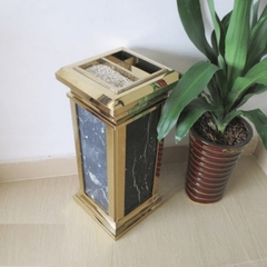 THÙNG RÁC ĐÁ HOA CƯƠNG MẠ VÀNG