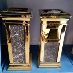 THÙNG RÁC ĐÁ HOA CƯƠNG MẠ VÀNG