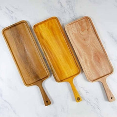 KHAY DECO ĐỒ ĂN BẰNG GỖ CÓ TAY CẦM