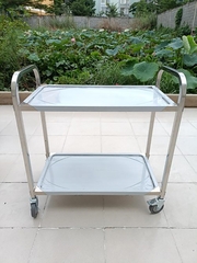 XE ĐẨY THỨC ĂN INOX 2 TẦNG