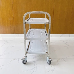 XE ĐẨY THỨC ĂN INOX 3 TẦNG