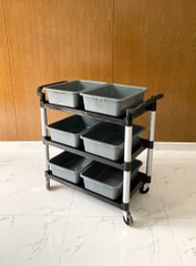 XE ĐẨY PHỤC VỤ 3 TẦNG MÀU ĐEN MẪU 2