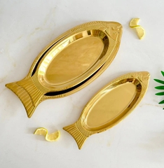 KHAY TRƯNG BÀY CÁ INOX MẠ VÀNG