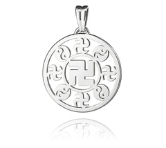 Mặt dây chuyền chữ Vạn vàng trắng 18kt - 22mm (Wan Pendant - 18kt White Gold 22mm)