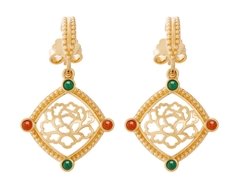 Khuyên tai - Hoa Mẫu Đơn (Golden Tang Peony Dangle)