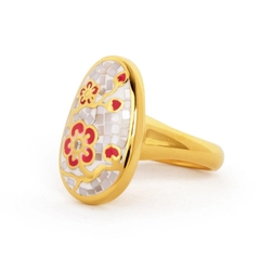 Nhẫn Hoa Mai - Màu vàng (Plum Blossom Mosaic Mother of Pearl) - Size 7