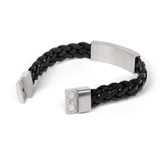 Vòng tay da Chân Thiện Nhẫn - Đen (Zhen Shan Ren Wondrous Words Leather Bracelet-M)