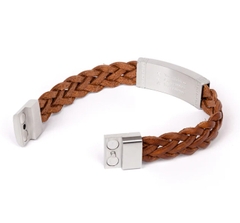 Vòng tay da Chân Thiện Nhẫn - Nâu (Zhen Shan Ren Wondrous Words Leather Bracelet-M)