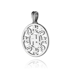 Mặt dây chuyền chữ Vạn vàng trắng 18kt - 22mm (Wan Pendant - 18kt White Gold 22mm)