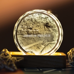 Pha Lê Đế Đèn - Khắc Hình 2D, 3D - Kích Thước Tròn 3x8 cm - Mã G08