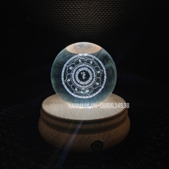 Pha Lê Đế Đèn - Khắc Hình 2D, 3D - Kích Thước Hình Cầu 6 cm - Mã Q06
