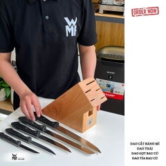WMF bộ dao bếp 6 món Classic Line, thép không gỉ Cromargan, giá cắm gỗ