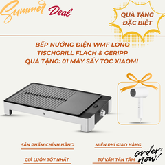 WMF bếp nướng Lono TGrill Flat-Ribbed, thép không gỉ Crormargan. Quà tặng: Máy sấy tóc Xiaomi