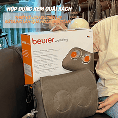 Beurer gối massage MG147 có điều khiển - công suất 12W. Quà tặng: Quạt điện cầm tay mini Lumias