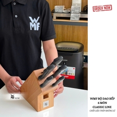 WMF bộ dao bếp 6 món Classic Line, thép không gỉ Cromargan, giá cắm gỗ