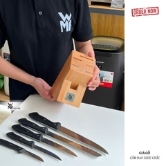 WMF bộ dao bếp 6 món Classic Line, thép không gỉ Cromargan, giá cắm gỗ