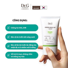 Kem chống nắng vật lý Dr.G Green Mild Up Sun+ SPF50+/ PA++++ 50ml Vạch xanh lá