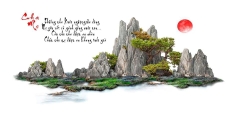 Tranh Chữ Thư Pháp-Tranh 3D  Dán Hồ Cá - Decal Dán Hồ- Cá Cảnh Thiên Phước