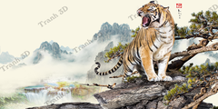 Tranh Con Hổ - Ngựa - Công-Tranh 3D  Dán Hồ Cá - Decal Dán Hồ- Cá Cảnh Thiên Phước
