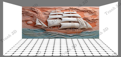 Tranh Thuyền Buồm-Tranh 3D  Dán Hồ Cá - Decal Dán Hồ- Cá Cảnh Thiên Phước