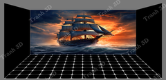Tranh Thuyền Buồm-Tranh 3D  Dán Hồ Cá - Decal Dán Hồ- Cá Cảnh Thiên Phước