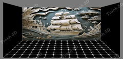 Tranh Thuyền Buồm-Tranh 3D  Dán Hồ Cá - Decal Dán Hồ- Cá Cảnh Thiên Phước