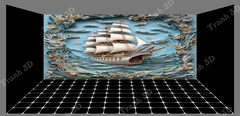 Tranh Thuyền Buồm-Tranh 3D  Dán Hồ Cá - Decal Dán Hồ- Cá Cảnh Thiên Phước