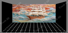Tranh Thuyền Buồm-Tranh 3D  Dán Hồ Cá - Decal Dán Hồ- Cá Cảnh Thiên Phước