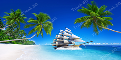 Tranh Thuyền Buồm-Tranh 3D  Dán Hồ Cá - Decal Dán Hồ- Cá Cảnh Thiên Phước