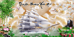 Tranh Thuyền Buồm-Tranh 3D  Dán Hồ Cá - Decal Dán Hồ- Cá Cảnh Thiên Phước
